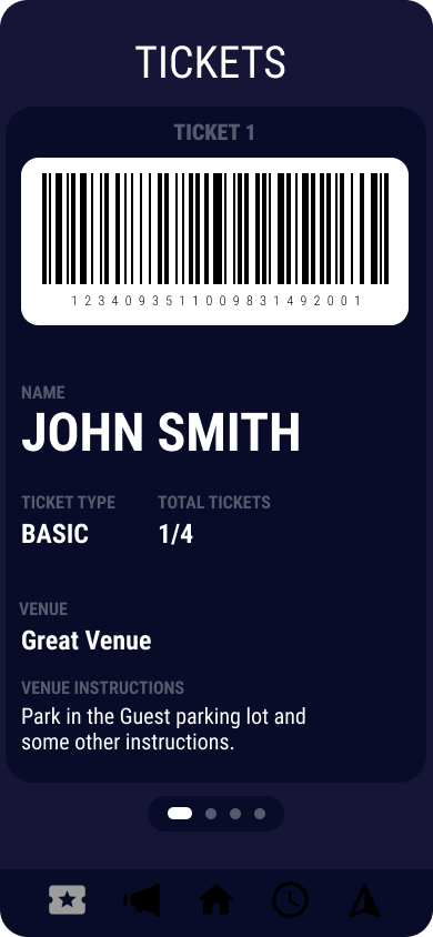 EventX guest ticket screen